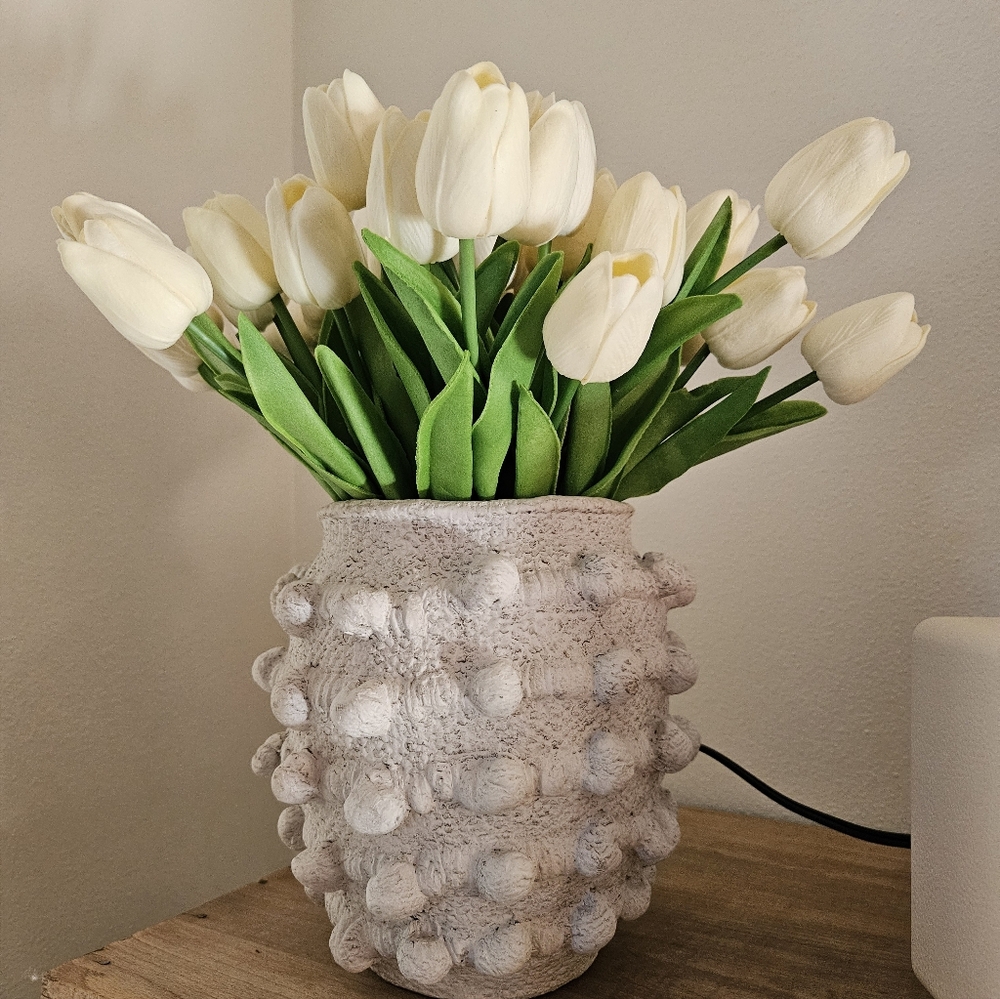 Real Touch White And Cream Artificial Tulips Set Of 48 For Spring/Summer Decor
